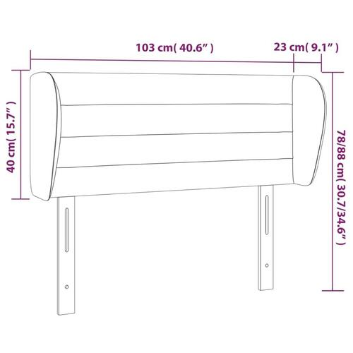 Sengegavl med kanter 103x23x78/88cm fløjl lysegrå