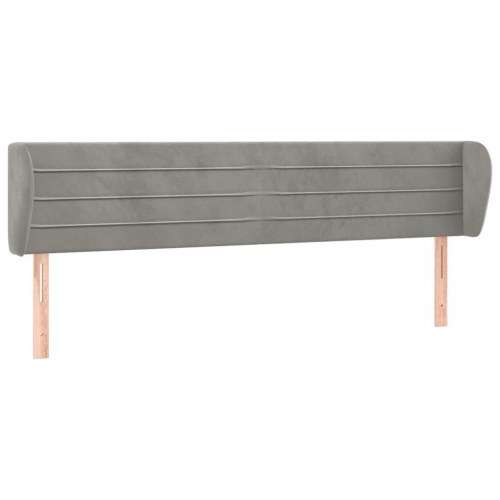 Sengegavl med kanter i fløjl 203 x 23 x 78/88 cm - lysegrå