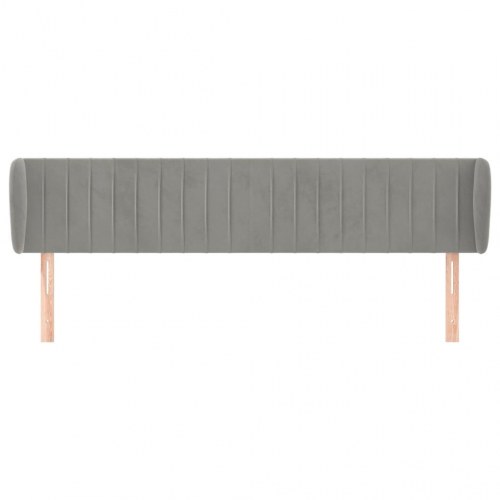 Sengegavl med kanter i fløjl 183 x 23 x 78/88 cm - lysegrå