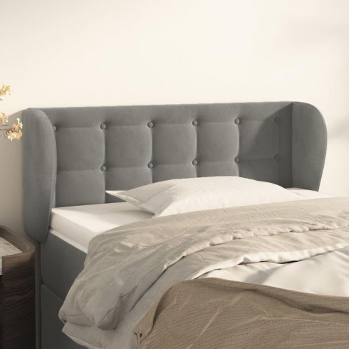 Sengegavl med kanter 83 x 23 x 78/88 cm fløjl - lysegrå