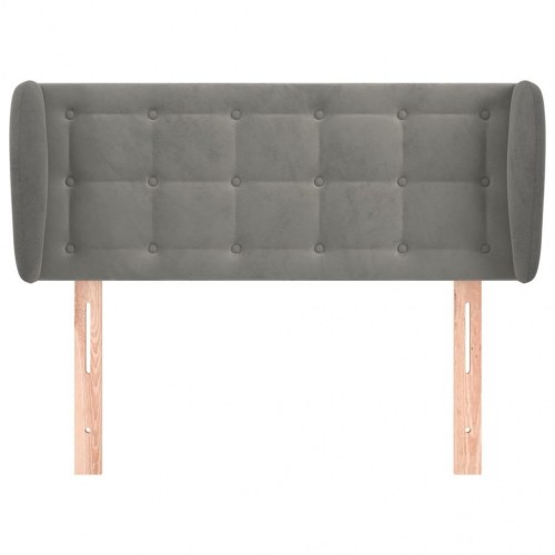 Sengegavl med kanter 83 x 23 x 78/88 cm fløjl - lysegrå