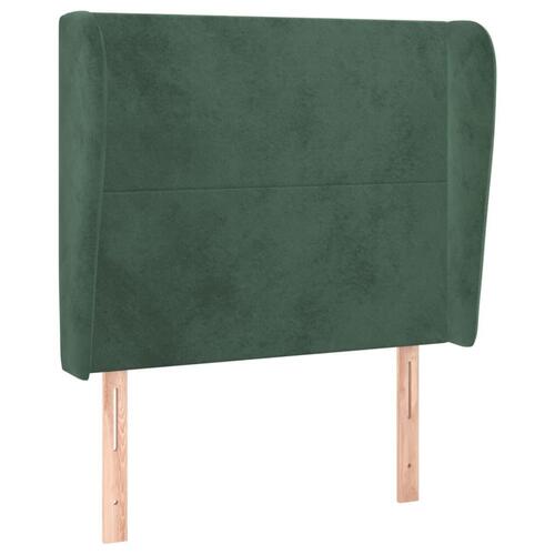 Sengegavl med kanter 93x23x118/128 cm fløjl mørkegrøn
