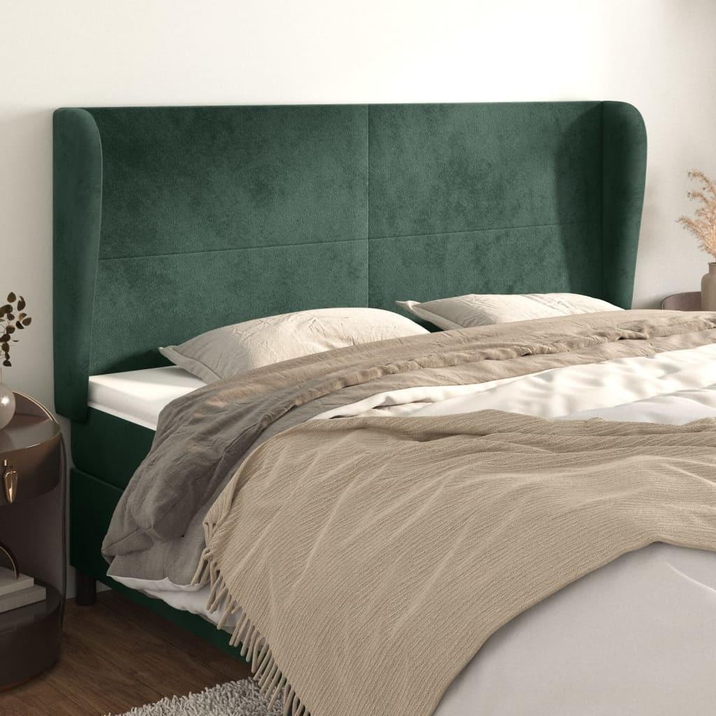 Sengegavl med kanter 183 x 23 x 118/128 cm - mørkegrøn