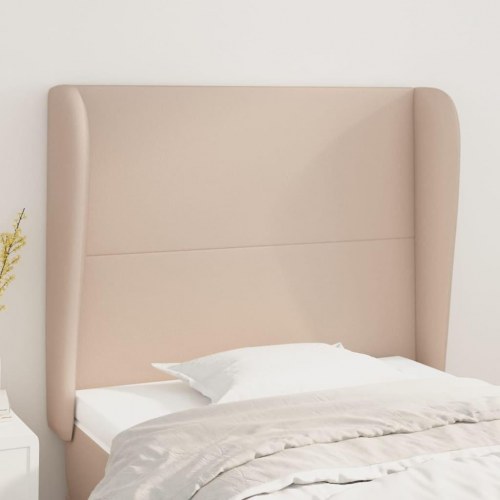 Sengegavl med kanter 93 x 23 x 118/128 cm kunstlæder - cappuccino