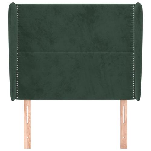 Sengegavl med kanter 103x23x118/128 cm fløjl mørkegrøn