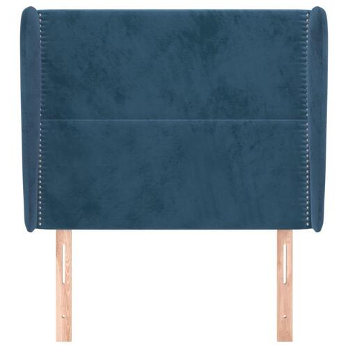Sengegavl med kanter 103x23x118/128 cm fløjl mørkeblå
