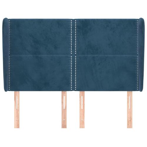 Sengegavl med kanter 147x23x118/128 cm fløjl mørkeblå