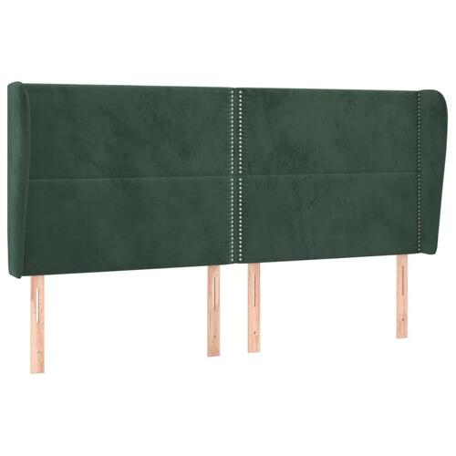 Sengegavl med kanter 163x23x118/128 cm fløjl mørkegrøn