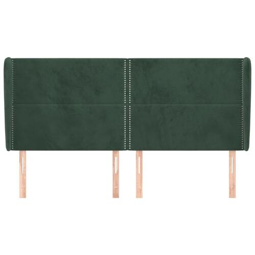 Sengegavl med kanter 163x23x118/128 cm fløjl mørkegrøn