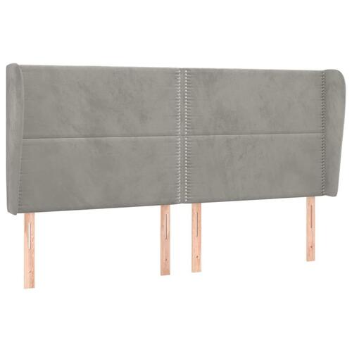 Sengegavl med kanter 183x23x118/128 cm fløjl lysegrå