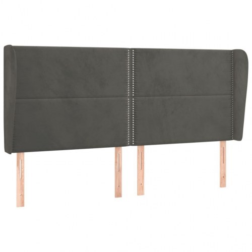 Sengegavl med kanter 183 x 23 x 118/128 cm - mørkegrå