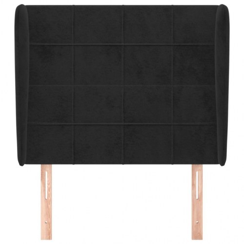 Sengegavl med kanter i fløjl 83 x 23 x 118/128 cm - sort
