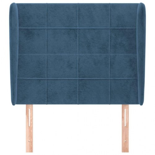 Sengegavl med kanter 83 x 23 x 118/128 cm fløjl mørkeblå
