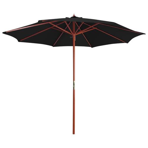 Parasol med træstang 300x258 cm sort
