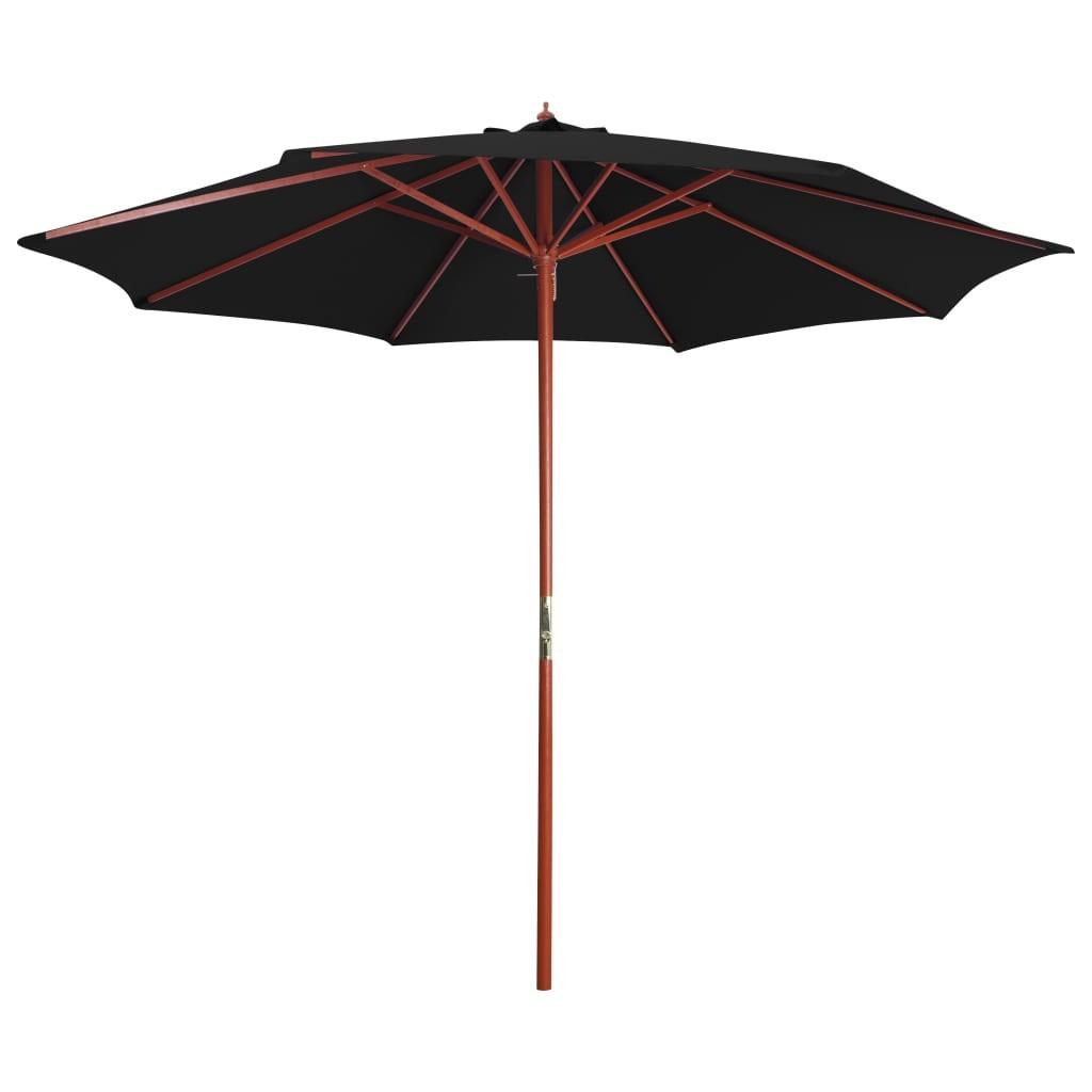 Parasol med træstang 300x258 cm sort