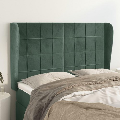 Sengegavl med kanter 147 x 23 x 118/128 cm - mørkegrøn