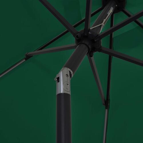 Udendørs parasol med LED-lys og aluminiumsstang 300 cm grøn