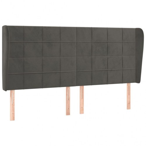 Sengegavl med kanter i fløjl - sort, 163 x 23 x 118/128 cm