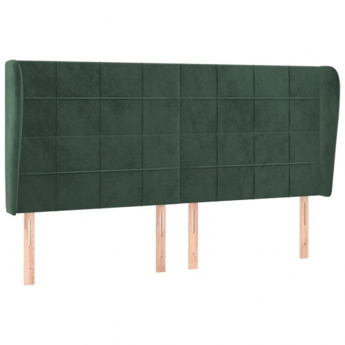 Sengegavl med kanter i fløjl 163 x 23 x 118/128 cm - mørkegrøn