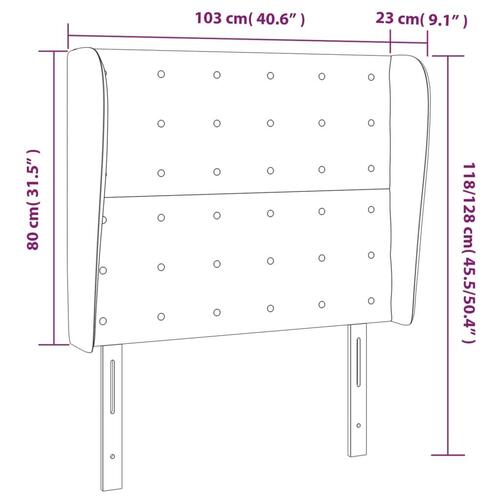 Sengegavl med kanter 103x23x118/128 cm kunstlæder hvid