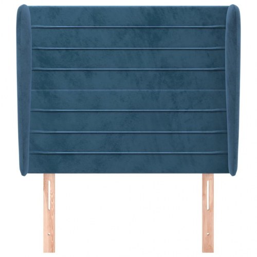 Sengegavl med kanter i fløjl 83 x 23 x 118/128 cm - mørkeblå
