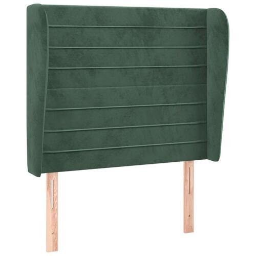 Sengegavl med kanter 103x23x118/128 cm fløjl mørkegrøn
