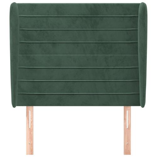 Sengegavl med kanter 103x23x118/128 cm fløjl mørkegrøn