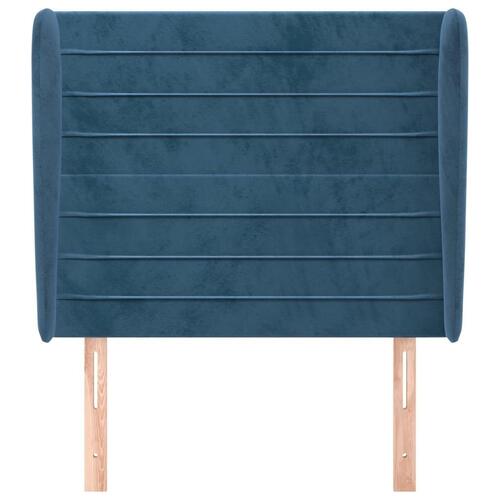 Sengegavl med kanter 103x23x118/128 cm fløjl mørkeblå