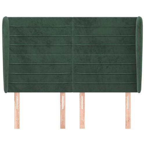Sengegavl med kanter 147x23x118/128 cm fløjl mørkegrøn