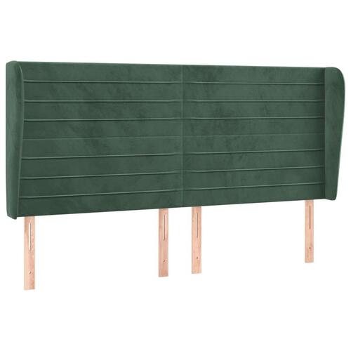 Sengegavl med kanter 163x23x118/128 cm fløjl mørkegrøn