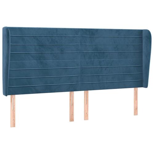 Sengegavl med kanter 163x23x118/128 cm fløjl mørkeblå