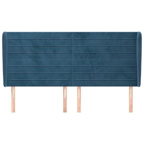 Sengegavl med kanter 163x23x118/128 cm fløjl mørkeblå