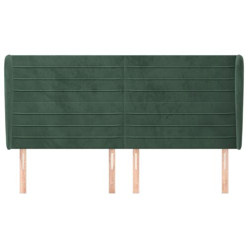 Sengegavl med kanter 203x23x118/128 cm fløjl mørkegrøn