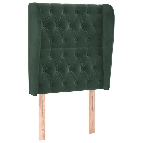Sengegavl med kanter 83x23x118/128 cm fløjl mørkegrøn