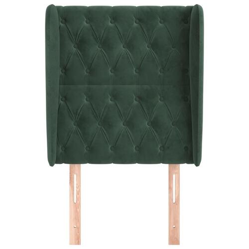 Sengegavl med kanter 83x23x118/128 cm fløjl mørkegrøn