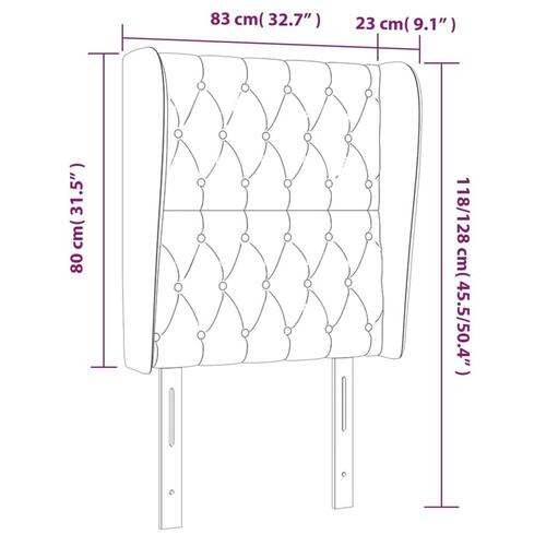 Sengegavl med kanter 83x23x118/128 cm fløjl mørkegrøn