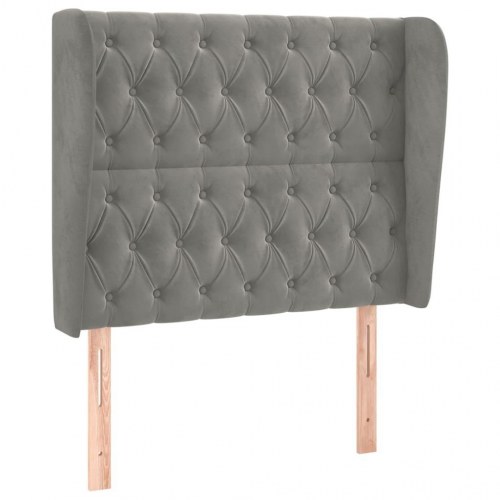 Sengegavl med kanter 93 x 23 x 118/128 cm - lysegrå fløjl