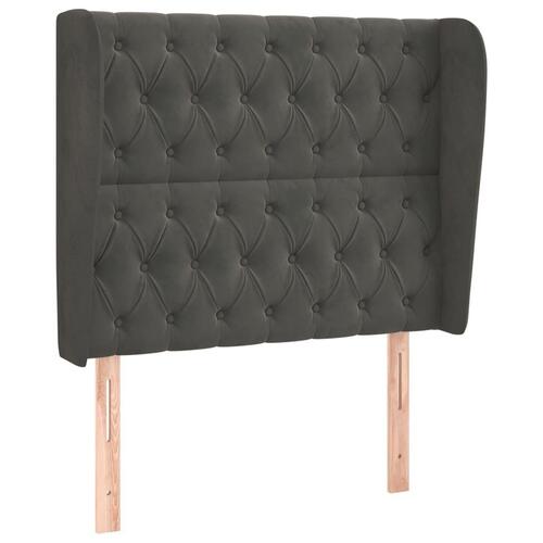 Sengegavl med kanter 93x23x118/128 cm fløjl mørkegrå