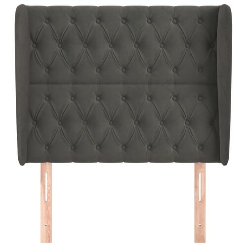 Sengegavl med kanter 93x23x118/128 cm fløjl mørkegrå