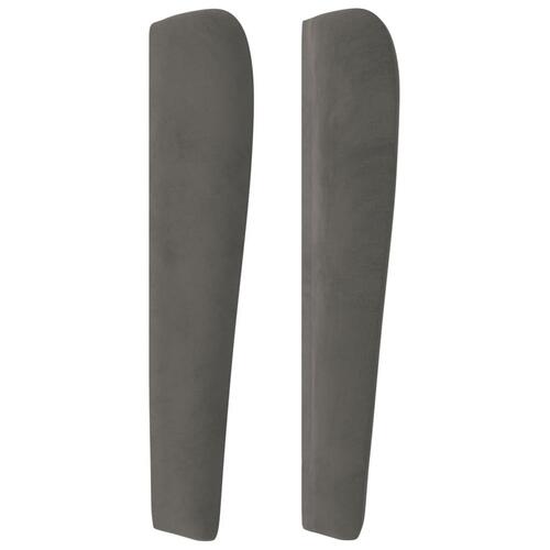 Sengegavl med kanter 93x23x118/128 cm fløjl mørkegrå