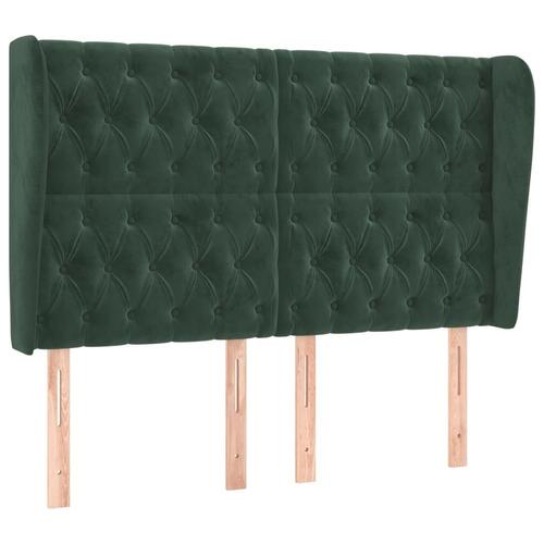 Sengegavl med kanter 163x23x118/128 cm fløjl mørkegrøn