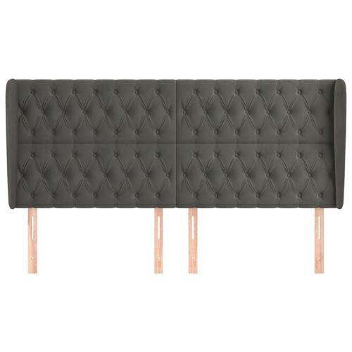 Sengegavl med kanter 183x23x118/128 cm fløjl mørkegrå