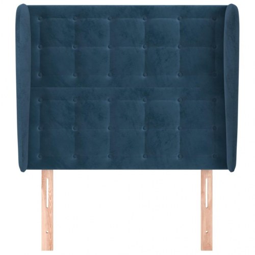 Sengegavl med kanter i fløjl 83 x 23 x 118/128 cm - mørkeblå
