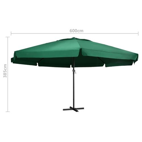 Udendørs parasol med aluminiumsstang 600 cm grøn