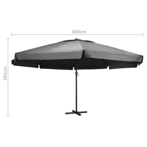 Udendørs parasol med aluminiumsstang 600 cm antracitgrå