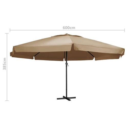 Udendørs parasol med aluminiumsstang 600 cm gråbrun