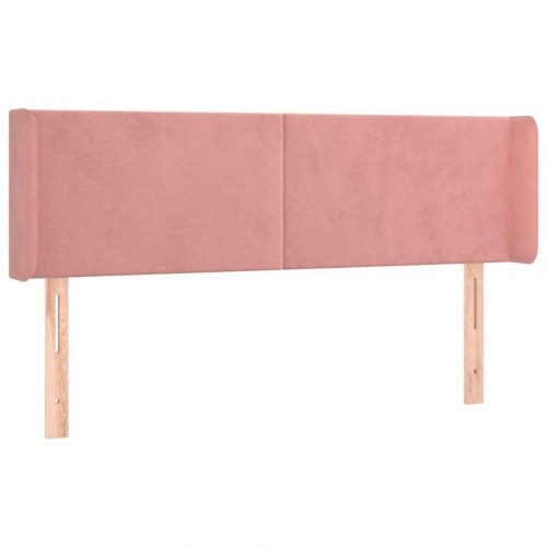 Sengegavl med kanter 147 x 16 x 78/88 cm fløjl - lyserød
