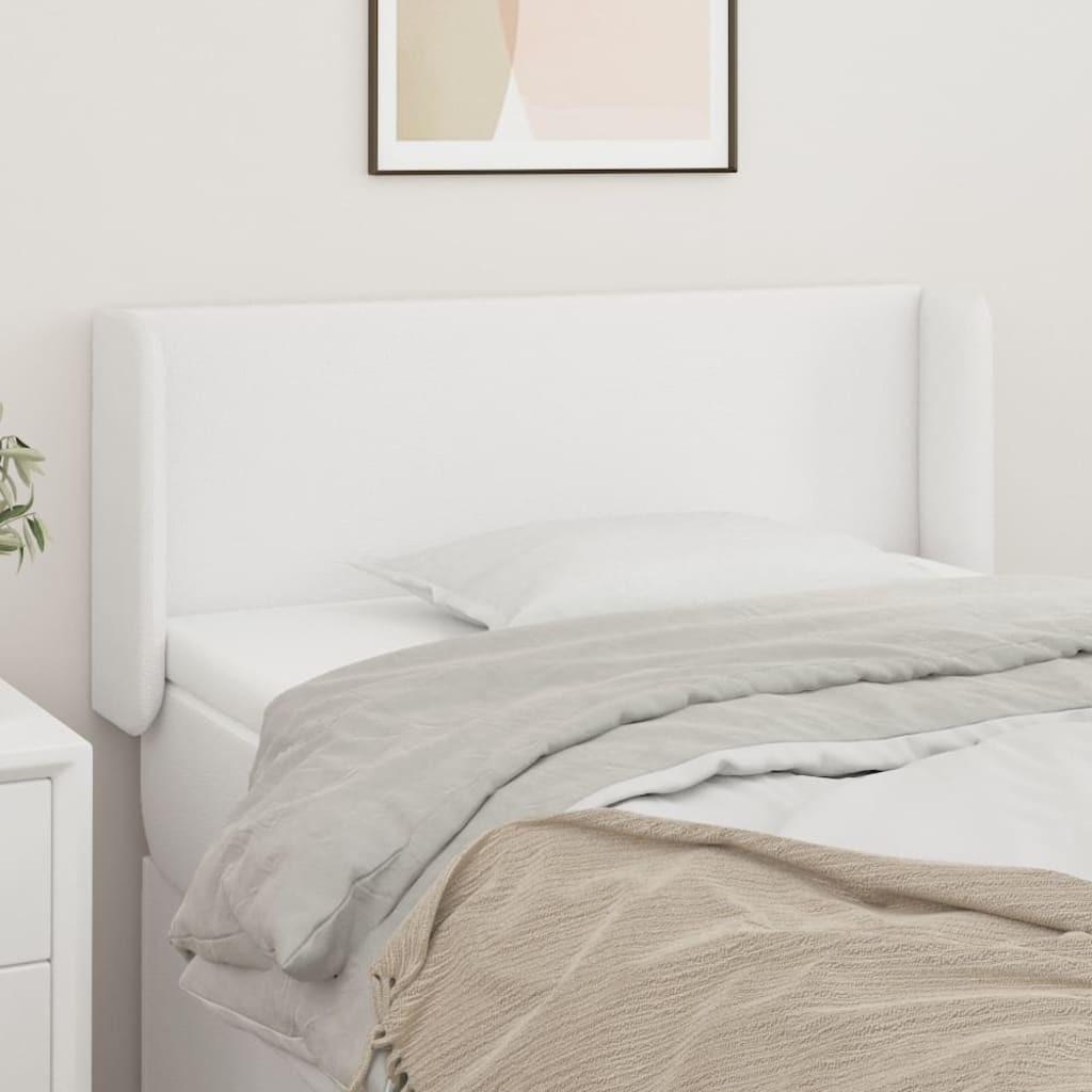 vidaXL sengegavl med kanter 83x16x78/88 cm kunstlæder hvid