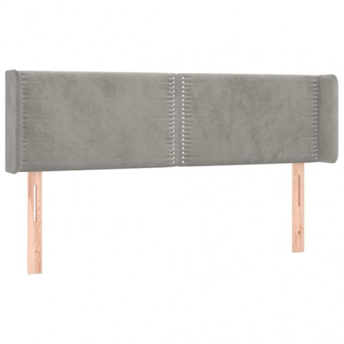 Sengegavl med kanter i fløjl - 147×16×78/88 cm, lysegrå