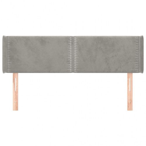 Sengegavl med kanter i fløjl - 147×16×78/88 cm, lysegrå